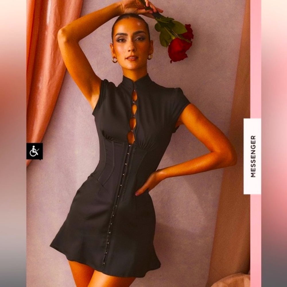 Black Satin Dress / House of CB / New with Tag 🏷️ & Original Box / MEDIUM - Picture 9 of 13